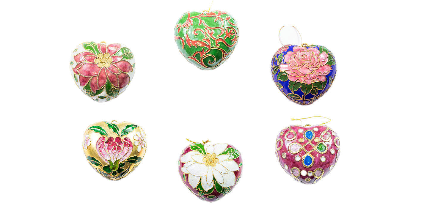 Cloisonné Herz aufwendig handgearbeitet in mehreren Emaille-Schichten 8 x 8 cm